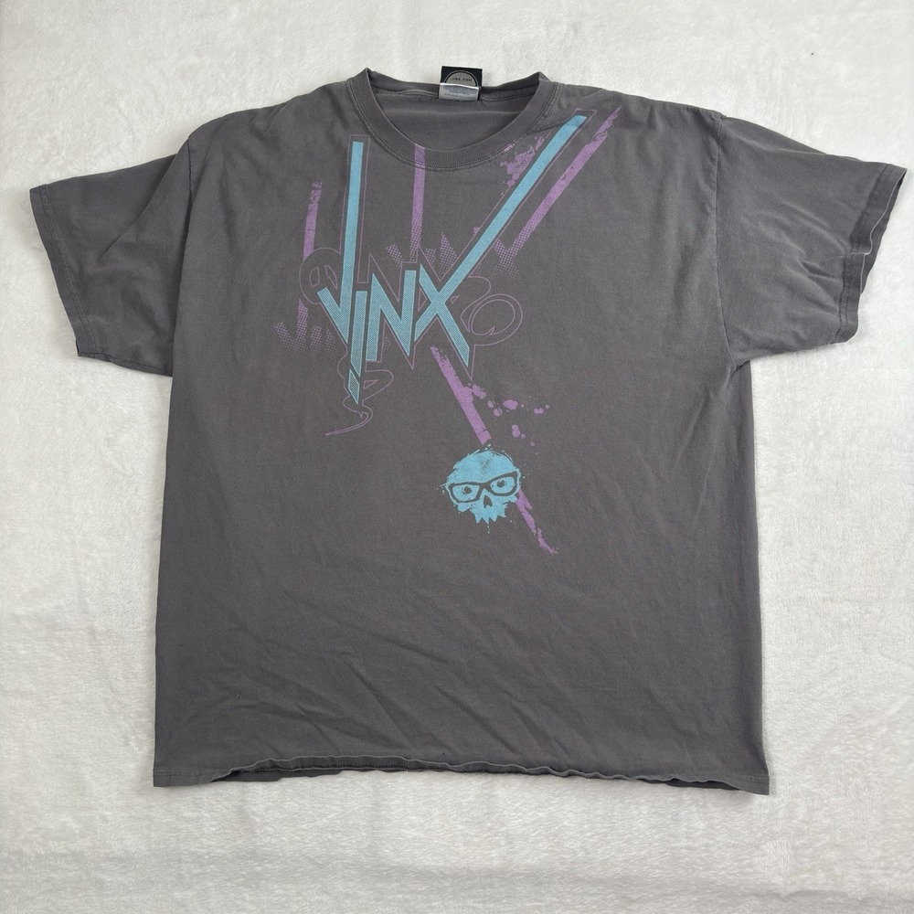 Y2K Jinx Grey Short Sleeve Graphic Shirt Men's‎ XL Paint Splatter
